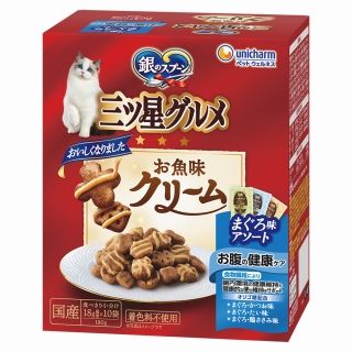 [ユニ・チャーム]銀のスプーン 三ツ星グルメ お魚味クリーム お腹の健康ケア3種のアソート 180g