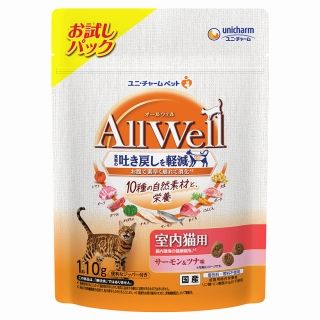 [ユニ・チャーム]All Well 10種の自然素材 室内猫用 サーモン&ツナ味 110g