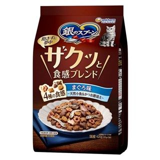 [ユニ・チャーム]銀のスプーン ザクッと食感ブレンド まぐろ味 小魚&かつお節添え420g