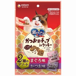 [ユニ・チャーム]銀のスプーンおやつ かつお節チップinクッキー 2種のアソート まぐろ&かつお味 72g