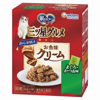 [ユニ・チャーム]銀のスプーン 三ツ星グルメ お魚味クリーム まぐろ･かつお味 180g