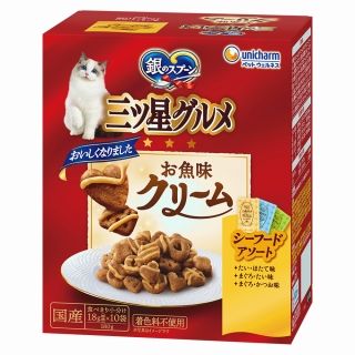 [ユニ・チャーム]銀のスプーン 三ツ星グルメ お魚味クリーム シーフードレシピ3種のアソート 180g