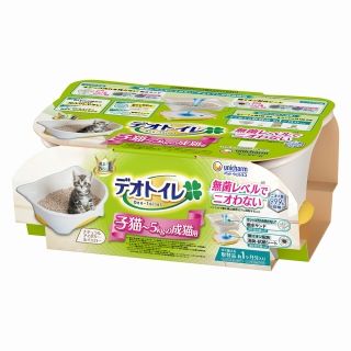 [ユニ・チャーム]デオトイレ 子猫~5kgの成猫用本体セット ナチュラルアイボリー&イエロー