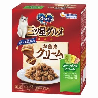 [ユニ・チャーム]銀のスプーン 三ツ星グルメ お魚味クリーム かつお味レシピ3種のアソート 180g