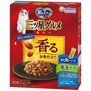 [ユニ・チャーム]銀のスプーン 三ツ星グルメ 香るお魚仕立て 毛玉ケア お魚レシピ 240g