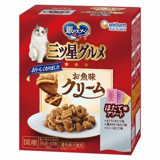 [ユニ・チャーム]銀のスプーン 三ツ星グルメ お魚味クリーム ほたて味レシピ3種のアソート 180g