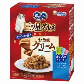 [ユニ・チャーム]銀のスプーン 三ツ星グルメ お魚味クリーム まぐろ味レシピ3種のアソート 180g