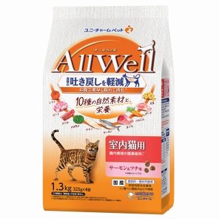 [ユニ・チャーム]All Well 10種の自然素材 室内猫用 サーモン&ツナ味 1.3kg