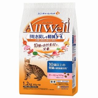 [ユニ・チャーム]All Well 10種の自然素材 10歳以上の腎臓の健康維持用 サーモン&ツナ味 1.2kg