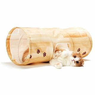 [猫壱]キャットトンネルスパイラル 木目柄