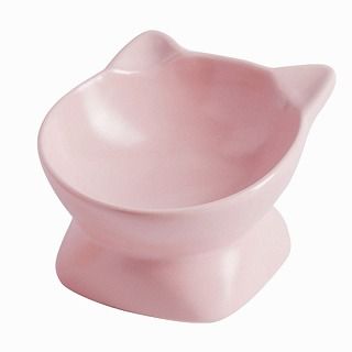 [ペティファーム]猫型フードボウル ロー ピンク