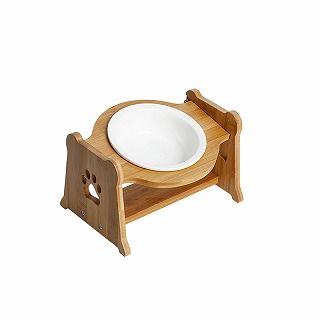 [ペティファーム]陶器製バンブースタンド付きフードボウル ホワイト
