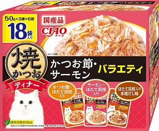 [いなば]CIAO 焼かつおディナー かつお節･サーモンバラエティ 50g×18袋