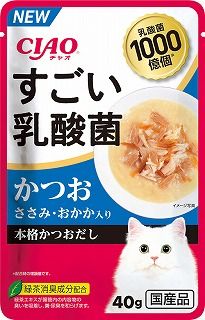 [いなば]CIAO すごい乳酸菌パウチ かつお ささみ･おかか入り 40g