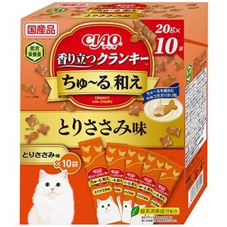 [いなば]CIAO 香り立つクランキー ちゅ~る和えBOX とりささみ味 20g×10袋