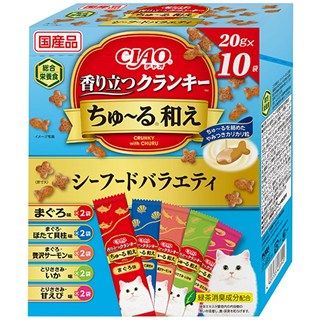 [いなば]CIAO 香り立つクランキー ちゅ~る和えBOX シーフードバラエティ 20g×10袋