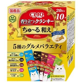 [いなば]CIAO 香り立つクランキー ちゅ~る和え 5種のグルメバラエティ 20g×10袋