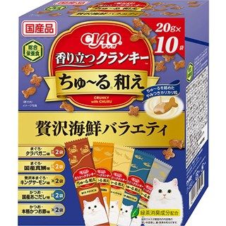 [いなば]CIAO 香り立つクランキー ちゅ~る和え 贅沢海鮮バラエティ 20g×10袋