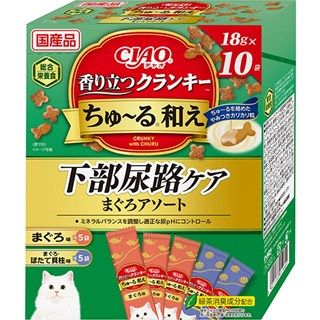 [いなば]CIAO 香り立つクランキー ちゅ~る和え 下部尿路ケア まぐろアソート 18g×10袋