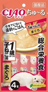 [いなば]CIAO ちゅ~る 総合栄養食 1歳までの子ねこ用 まぐろ 14g×4本