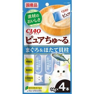 [いなば]CIAO ピュアちゅ~る まぐろ&ほたて貝柱 14g×4本
