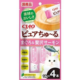 [いなば]CIAO ピュアちゅ~る まぐろ&贅沢サーモン 14g×4袋