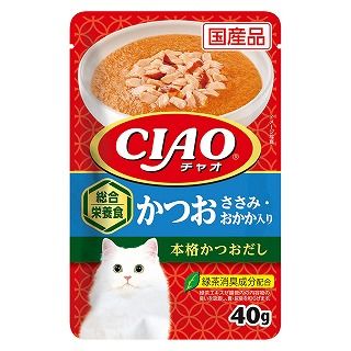 [いなば]CIAO パウチ 総合栄養食 かつお ささみ･おかか入り 40g