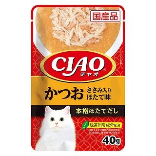 [いなば]CIAO パウチ かつお ささみ入り ほたて味 40g