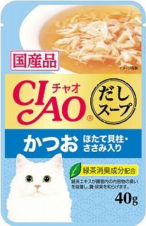 [いなば]CIAO だしスープ かつお ほたて貝柱･ささみ入り 40g