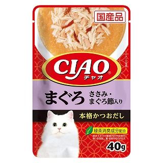 [いなば]CIAO パウチ まぐろ ささみ･まぐろ節入り 40g