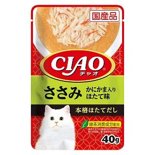 [いなば]CIAO パウチ ささみ かにかま入り ほたて味 40g