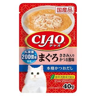 [いなば]CIAO パウチ 乳酸菌入り まぐろ ささみ入りかつお節味 40g