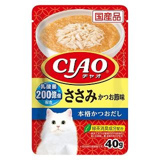 [いなば]CIAO パウチ 乳酸菌入り ささみ かつお節味 40g