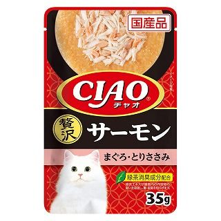 [いなば]CIAO パウチ 贅沢 サーモン まぐろ･とりささみ 35g