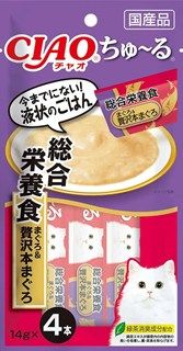 [いなば]CIAO ちゅ~る 総合栄養食 まぐろ&贅沢本まぐろ 14g×4本