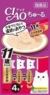 [いなば]CIAO ちゅ~る 11歳からのとりささみ 14g×4本
