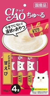 [いなば]CIAO ちゅ~る とりささみ&甘えび 14g×4本
