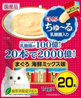 [いなば]CIAO ちゅ~る 乳酸菌入り まぐろ 海鮮ミックス味 14g×20本
