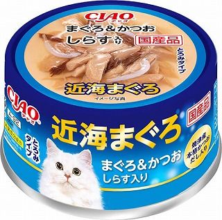 [いなば]CIAO 近海まぐろ まぐろ&かつお･しらす入り 80g