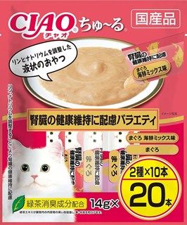 [いなば]CIAO ちゅ~る 腎臓の健康維持に配慮バラエティ 14g×20本