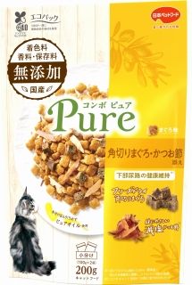[日本ペットフード]コンボ ピュア キャット まぐろ味･角切りまぐろ･かつお節添え 200g(100g×2袋)