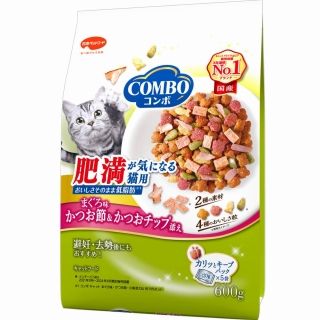 [日本ペットフード]コンボ キャット 肥満が気になる猫用 まぐろ味･かつお節･かつおチップ添え600g(120g×5袋)