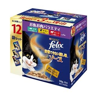 [ネスレ]フィリックスパウチ 我慢できない隠し味ソース お魚お肉バラエティ 50g×12袋