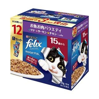 [ネスレ]フィリックスパウチ やわらかグリル 15歳から お魚お肉バラエティ 50g×12袋
