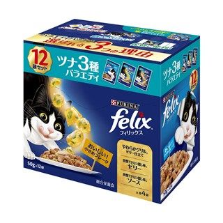 [ネスレ]フィリックスパウチ 成猫 ツナ3種バラエティ 50g×12袋