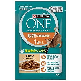 [ネスレ]ピュリナワンキャット パウチ 尿路の健康維持 1歳以上 チキングレービー仕立て 50g