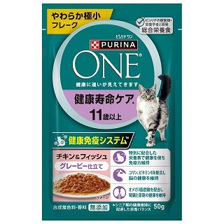 [ネスレ]ピュリナワンキャット パウチ 健康寿命ケア 11歳以上 チキン&フィッシュ グレービー仕立て 50g