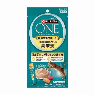 [ネスレ]ピュリナワンキャット おやつ 総合栄養食バランス 高栄養 ほたて入りサーモン&かつおペースト 14g×4本