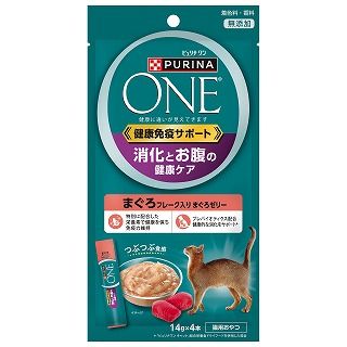 [ネスレ]ピュリナワンキャット おやつ 健康免疫サポート 消化とお腹の健康ケア まぐろフレーク入りまぐろゼリー 56g