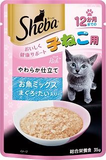 [マースジャパン]シーバ リッチ 12か月までの子ねこ用 やわらか仕立て お魚ミックス まぐろ･たい入り 35g